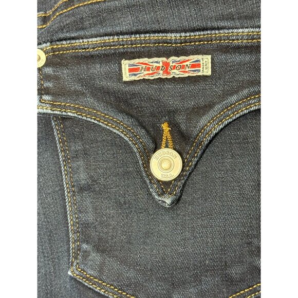Hudson "Ginny Crop" Straight Cut with Cuffs Dark Wash Flap Pockets Size 29 - Picture 5 of 12